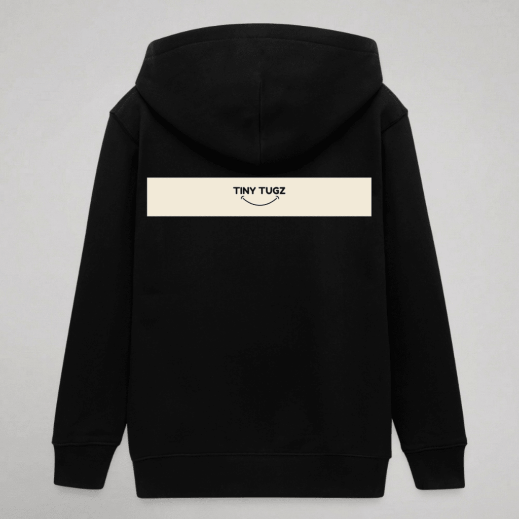 Tiny Tugz™ 100% Organic Cotton Teen Tracksuit – Stripe Logo – Black - Tiny Tugz™