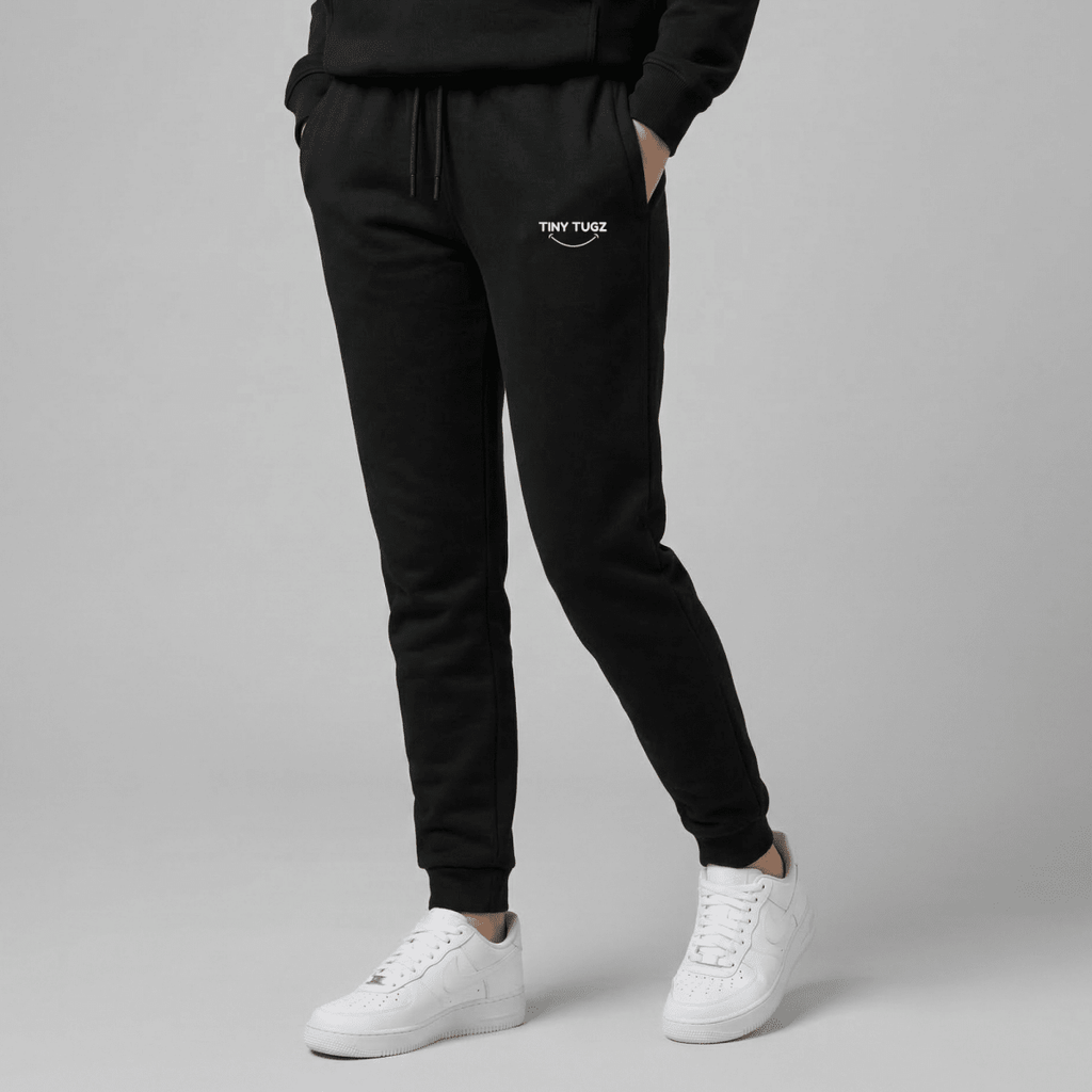 Tiny Tugz™ 100% Organic Cotton Teen Tracksuit – Stripe Logo – Black - Tiny Tugz™