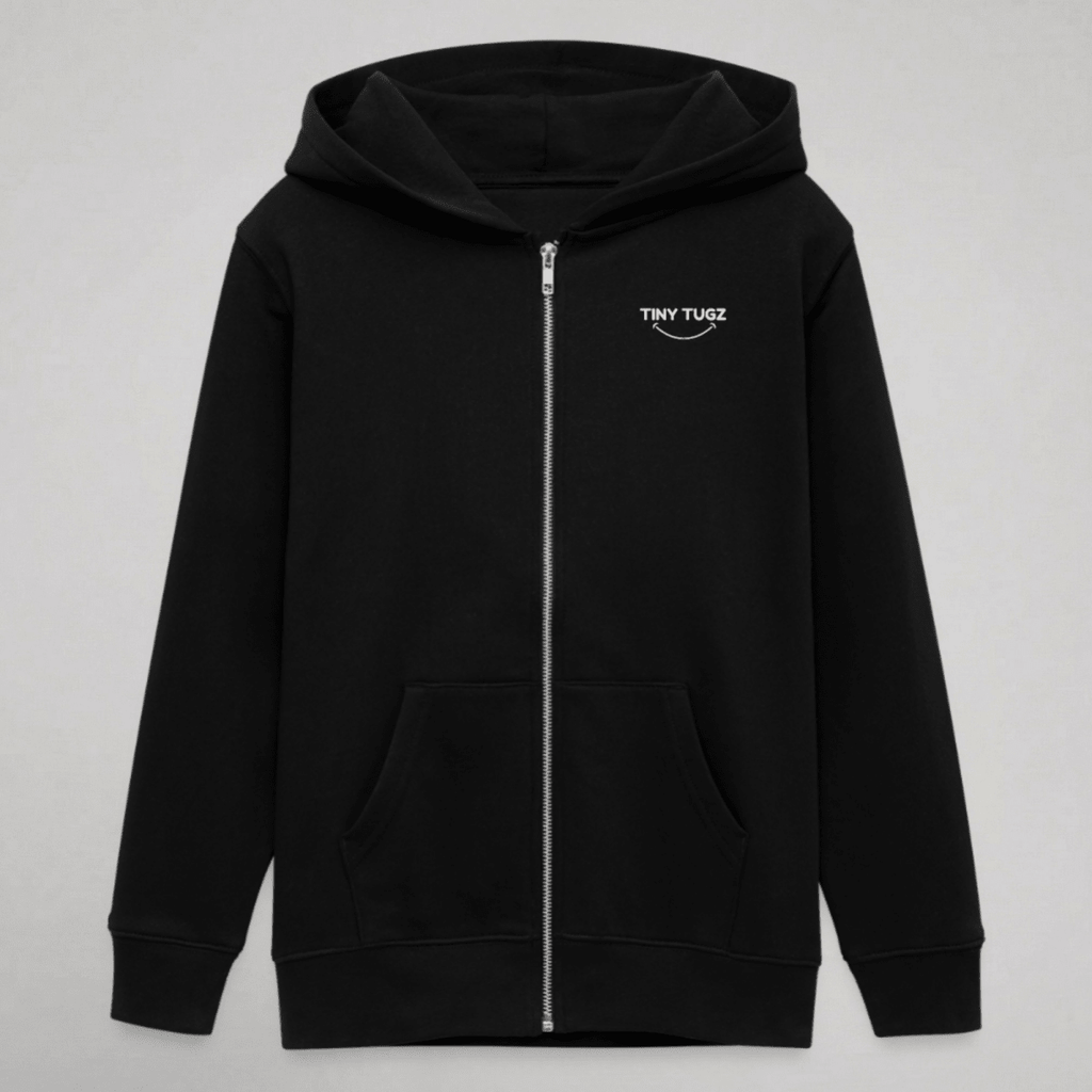 Tiny Tugz™ 100% Organic Cotton Teen Tracksuit – Stripe Logo – Black - Tiny Tugz™