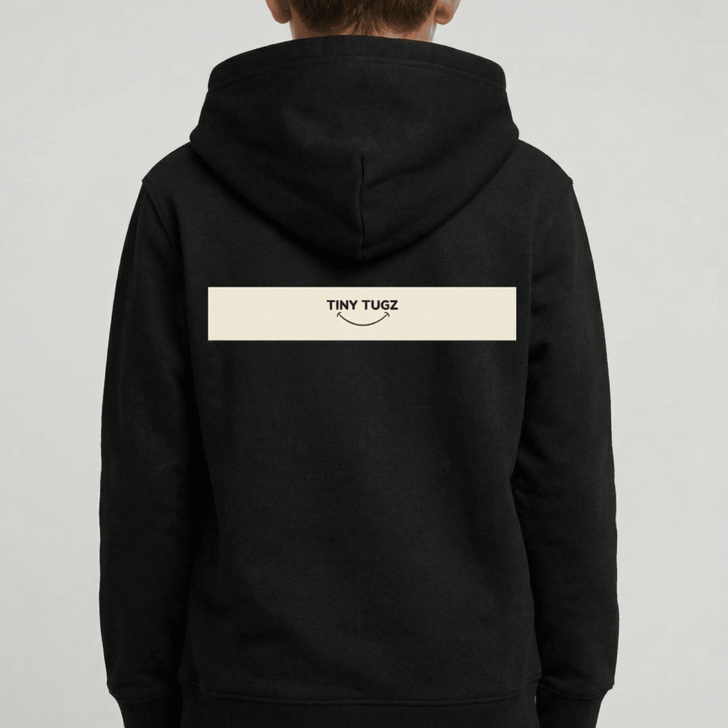 Tiny Tugz™ 100% Organic Cotton Teen Tracksuit – Stripe Logo – Black - Tiny Tugz™