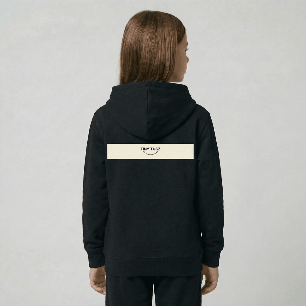 Tiny Tugz™ 100% Organic Cotton Teen Tracksuit – Stripe Logo – Black - Tiny Tugz™