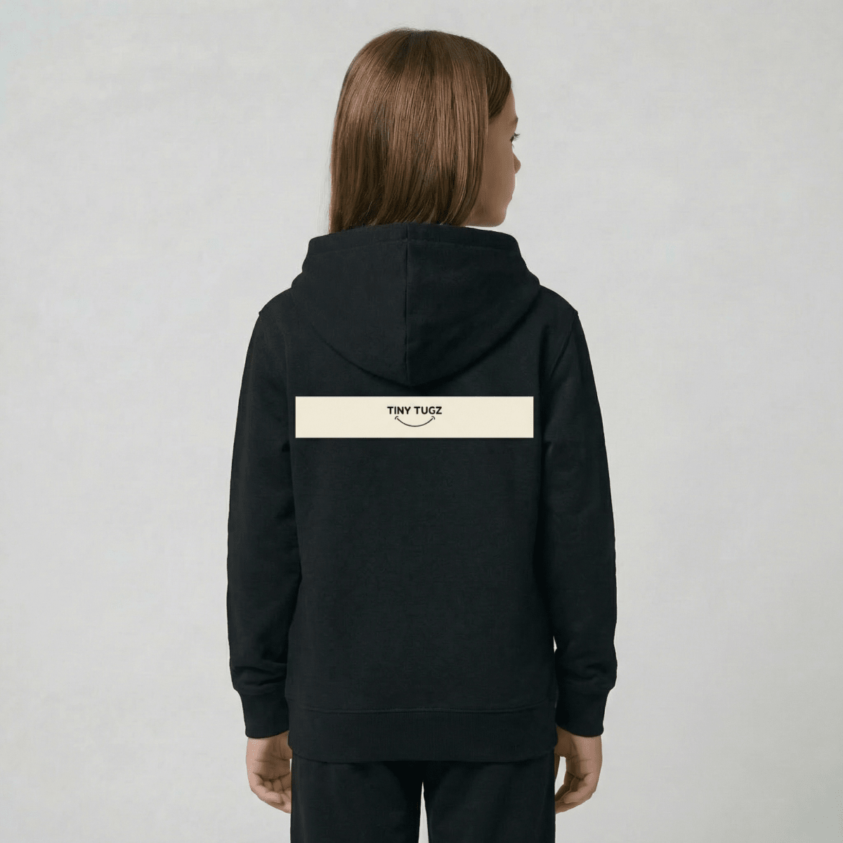 Tiny Tugz™ 100% Organic Cotton Teen Tracksuit – Stripe Logo – Black - Tiny Tugz™