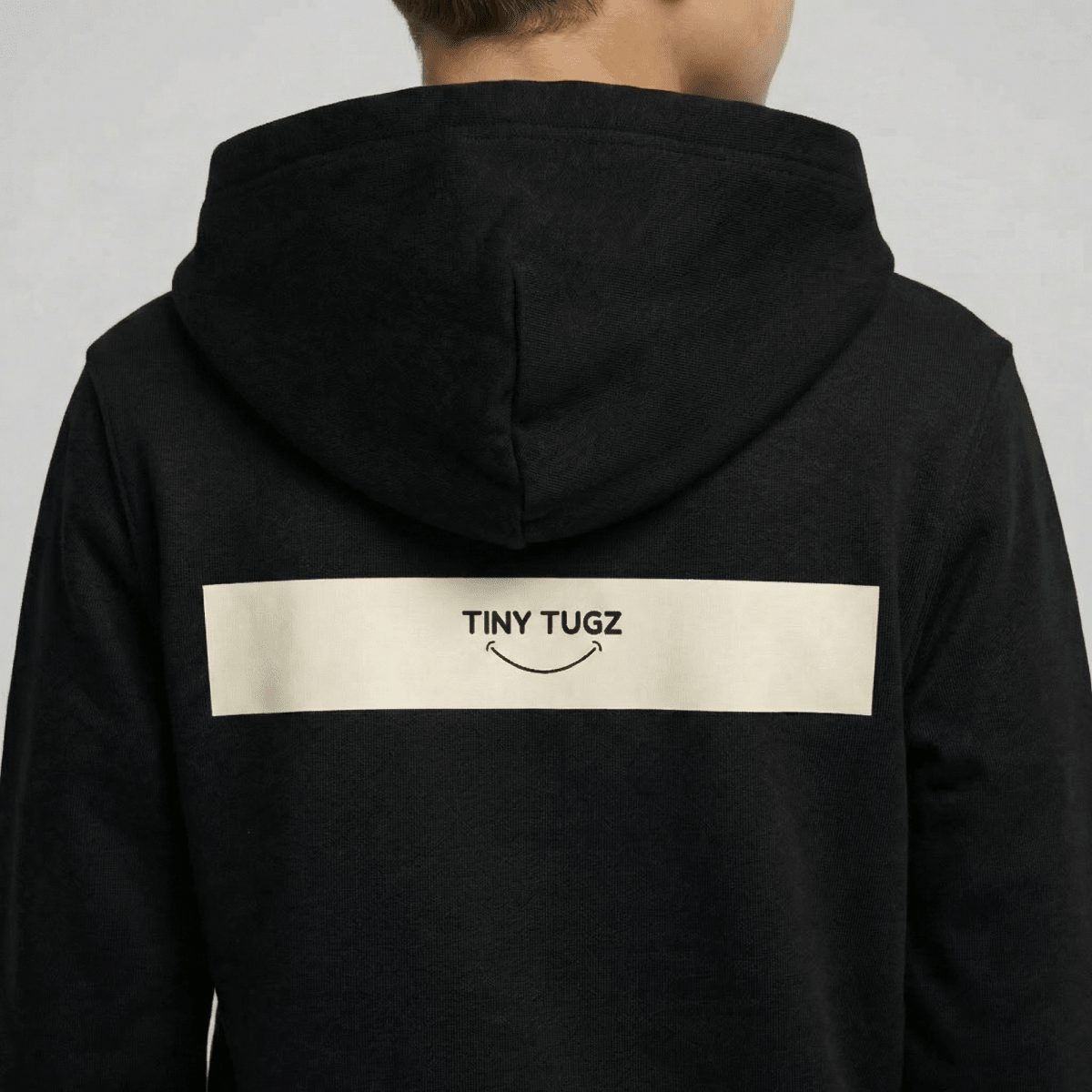 Tiny Tugz™ 100% Organic Cotton Teen Tracksuit – Stripe Logo – Black - Tiny Tugz™
