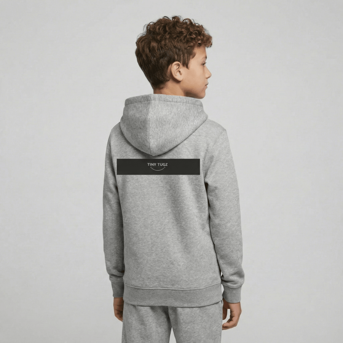 Tiny Tugz™ 100% Organic Cotton Teen Tracksuit – Stripe Logo – Grey - Tiny Tugz™
