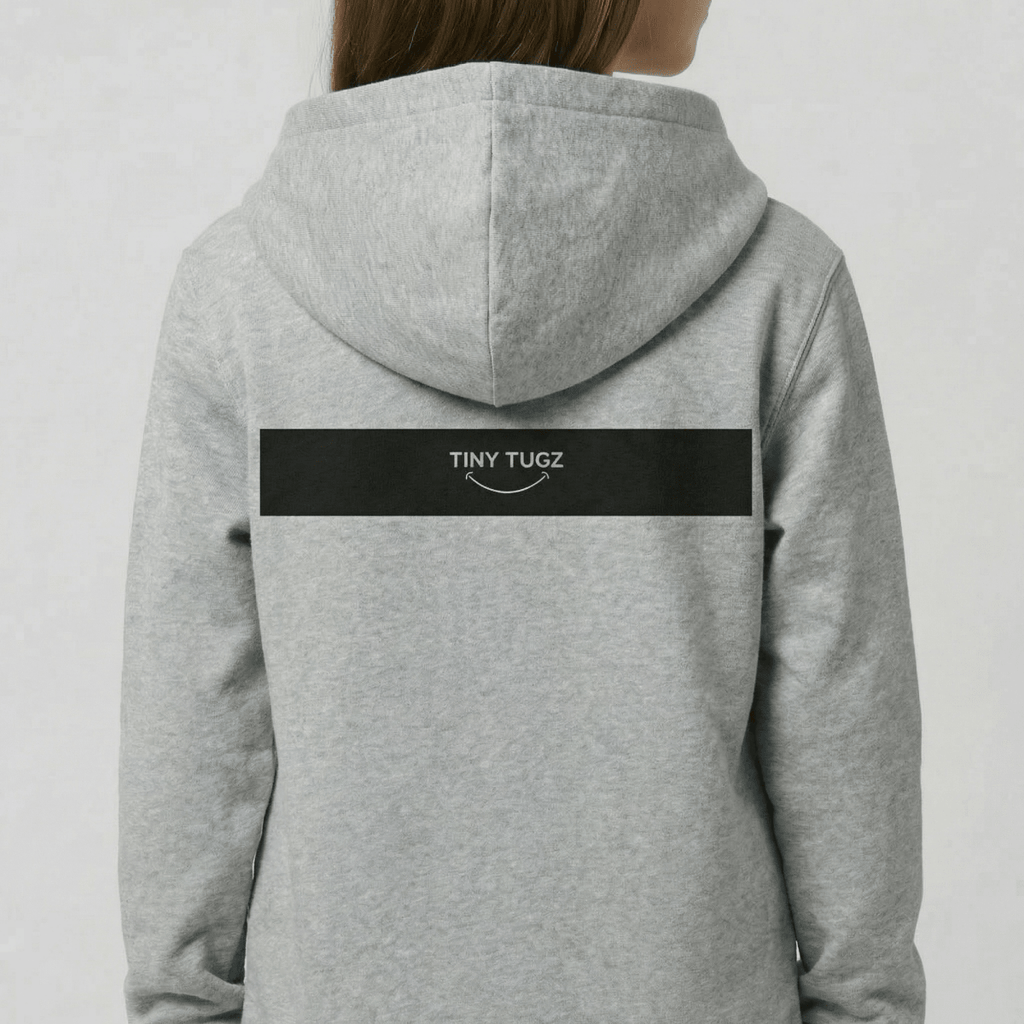 Tiny Tugz™ 100% Organic Cotton Teen Tracksuit – Stripe Logo – Grey - Tiny Tugz™