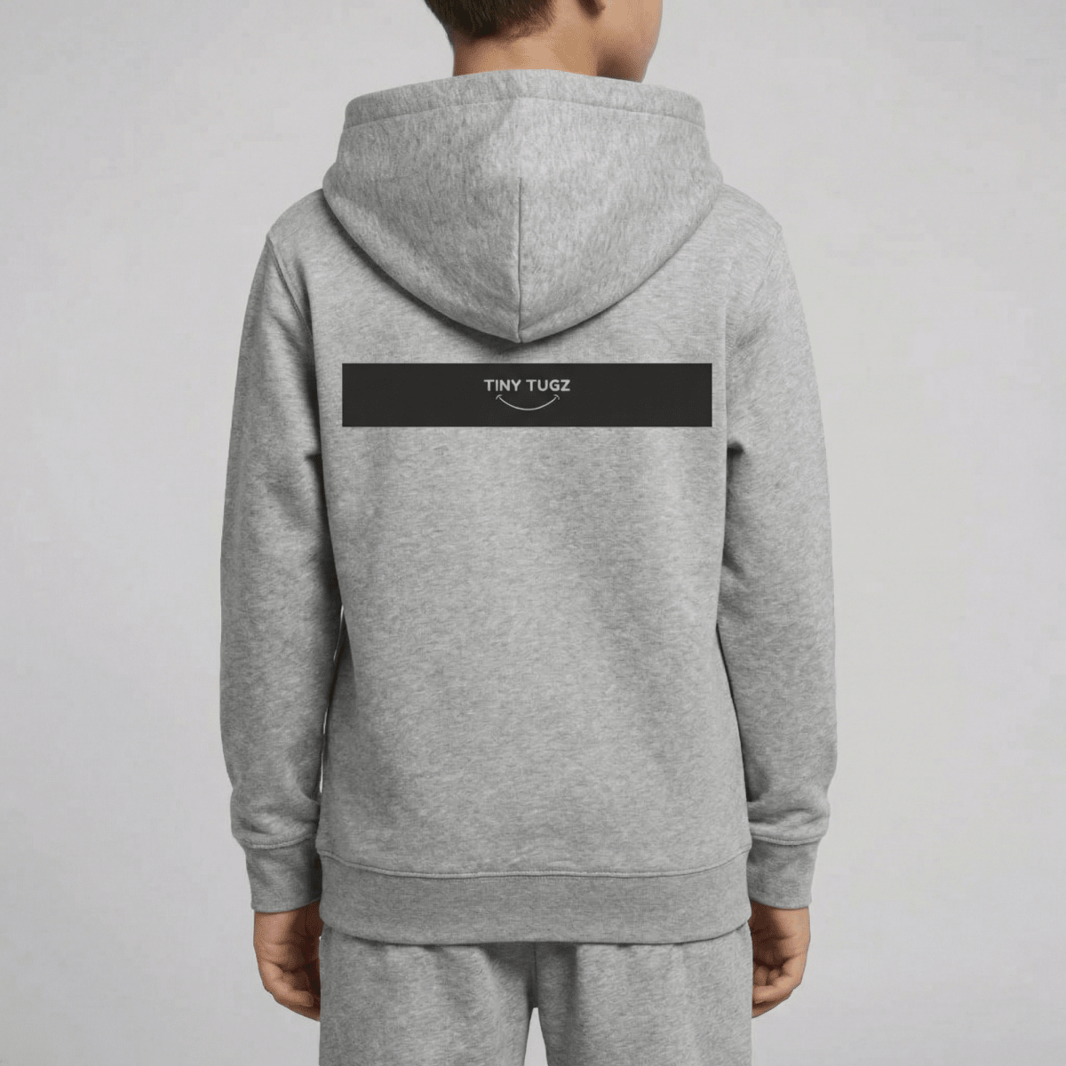 Tiny Tugz™ 100% Organic Cotton Teen Tracksuit – Stripe Logo – Grey - Tiny Tugz™