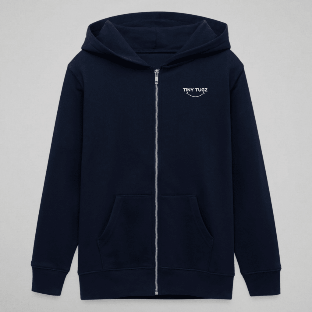 Tiny Tugz™ 100% Organic Cotton Teen Tracksuit – Stripe Logo – Navy - Tiny Tugz™