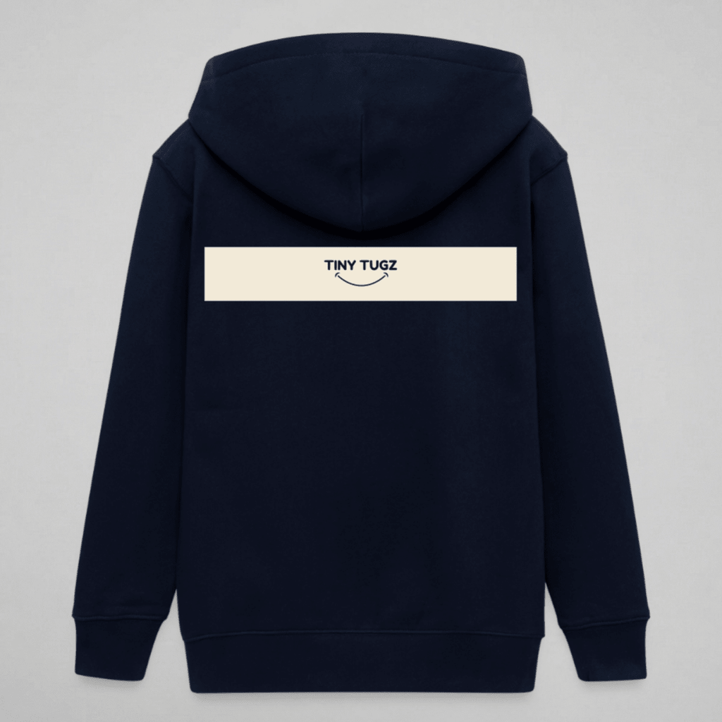 Tiny Tugz™ 100% Organic Cotton Teen Tracksuit – Stripe Logo – Navy - Tiny Tugz™