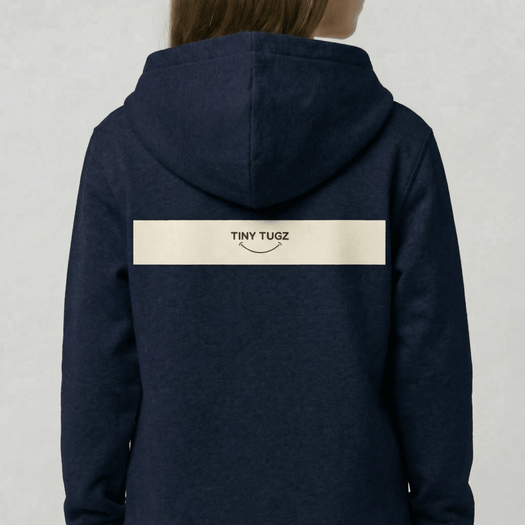 Tiny Tugz™ 100% Organic Cotton Teen Tracksuit – Stripe Logo – Navy - Tiny Tugz™