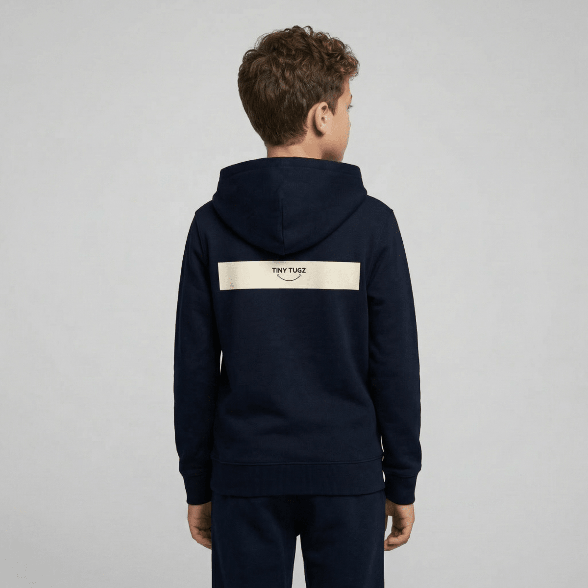 Tiny Tugz™ 100% Organic Cotton Teen Tracksuit – Stripe Logo – Navy - Tiny Tugz™