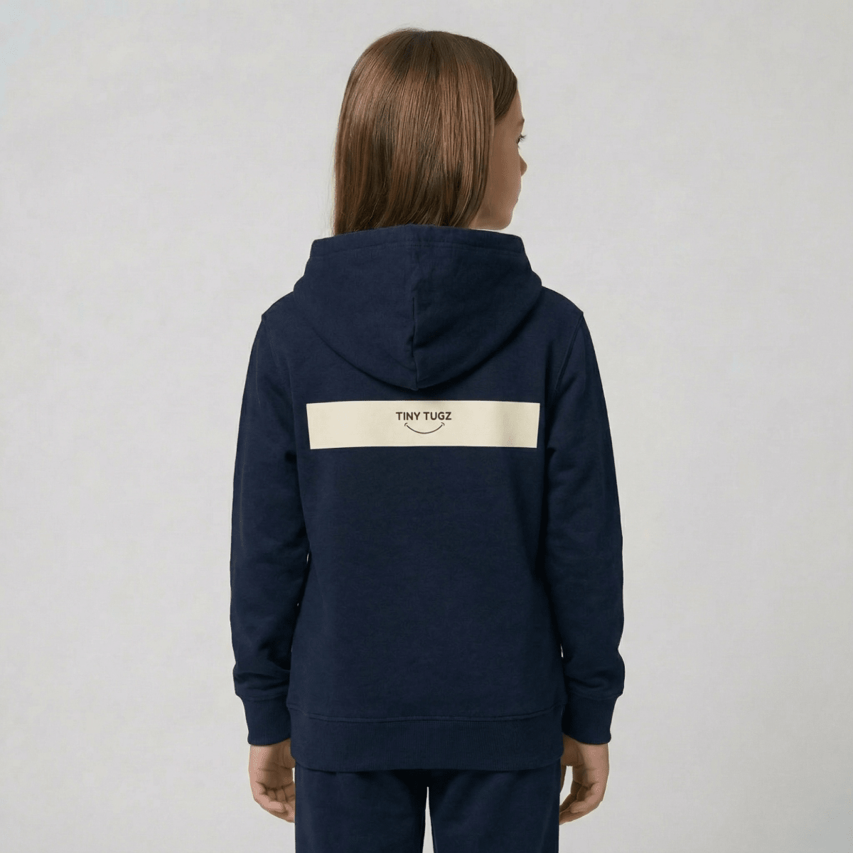 Tiny Tugz™ 100% Organic Cotton Teen Tracksuit – Stripe Logo – Navy - Tiny Tugz™
