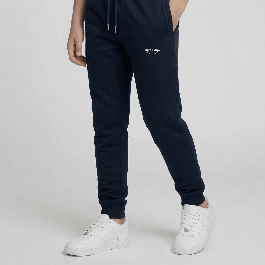 Tiny Tugz™ 100% Organic Cotton Teen Tracksuit – Stripe Logo – Navy - Tiny Tugz™