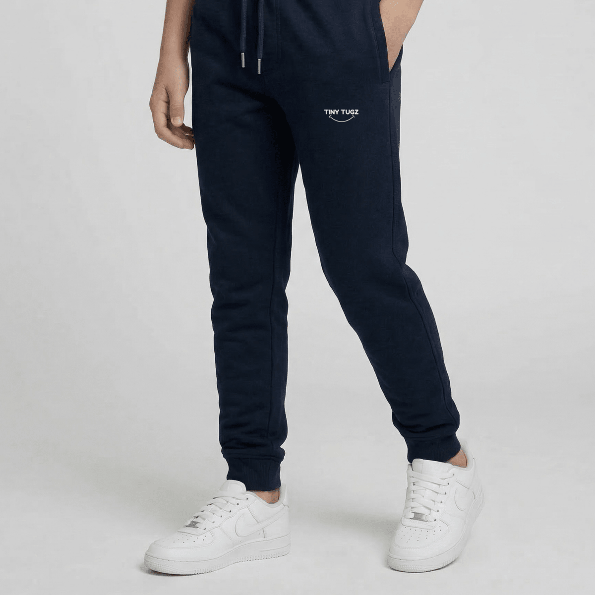 Tiny Tugz™ 100% Organic Cotton Teen Tracksuit – Stripe Logo – Navy - Tiny Tugz™