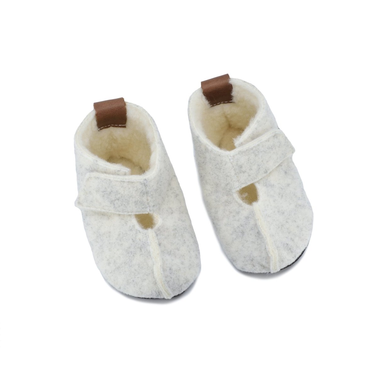 Toddlers & Kids Natural Felt & Wool Slippers (White) - Tiny Tugz™