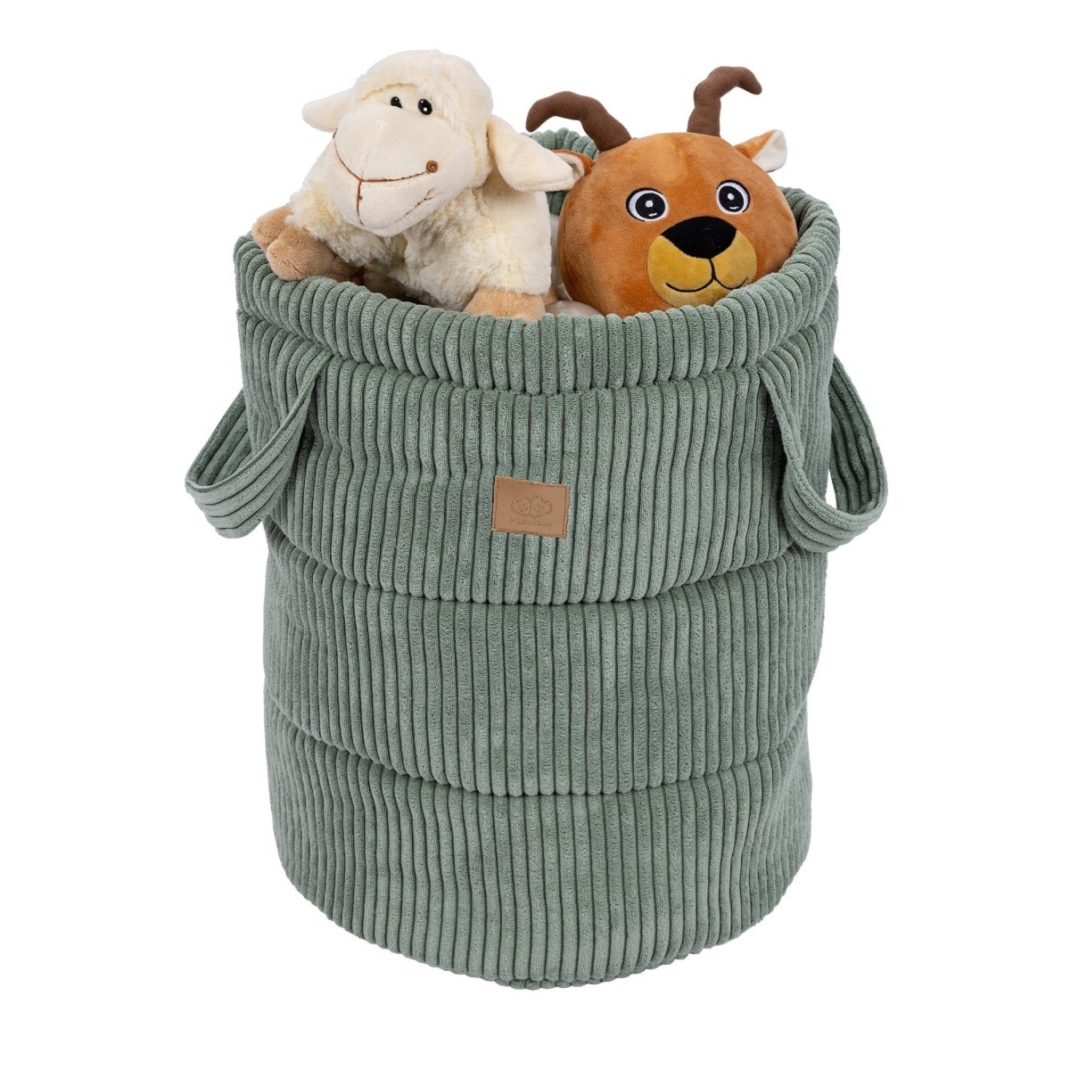 Toy Storage Basket - Corduroy, 39 x 50 cm, with Handles (Olive Green) - Tiny Tugz™