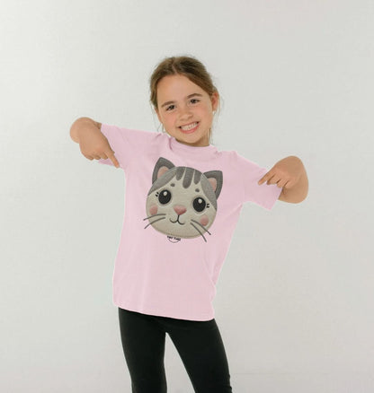 Organic Cotton Kids’ T-Shirt – Felt Cat Design