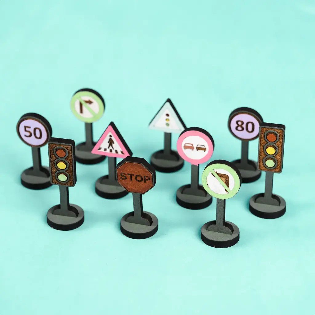 Traffic & Road Signs - Colour-Your-Own Wooden Sign Set - Tiny Tugz™