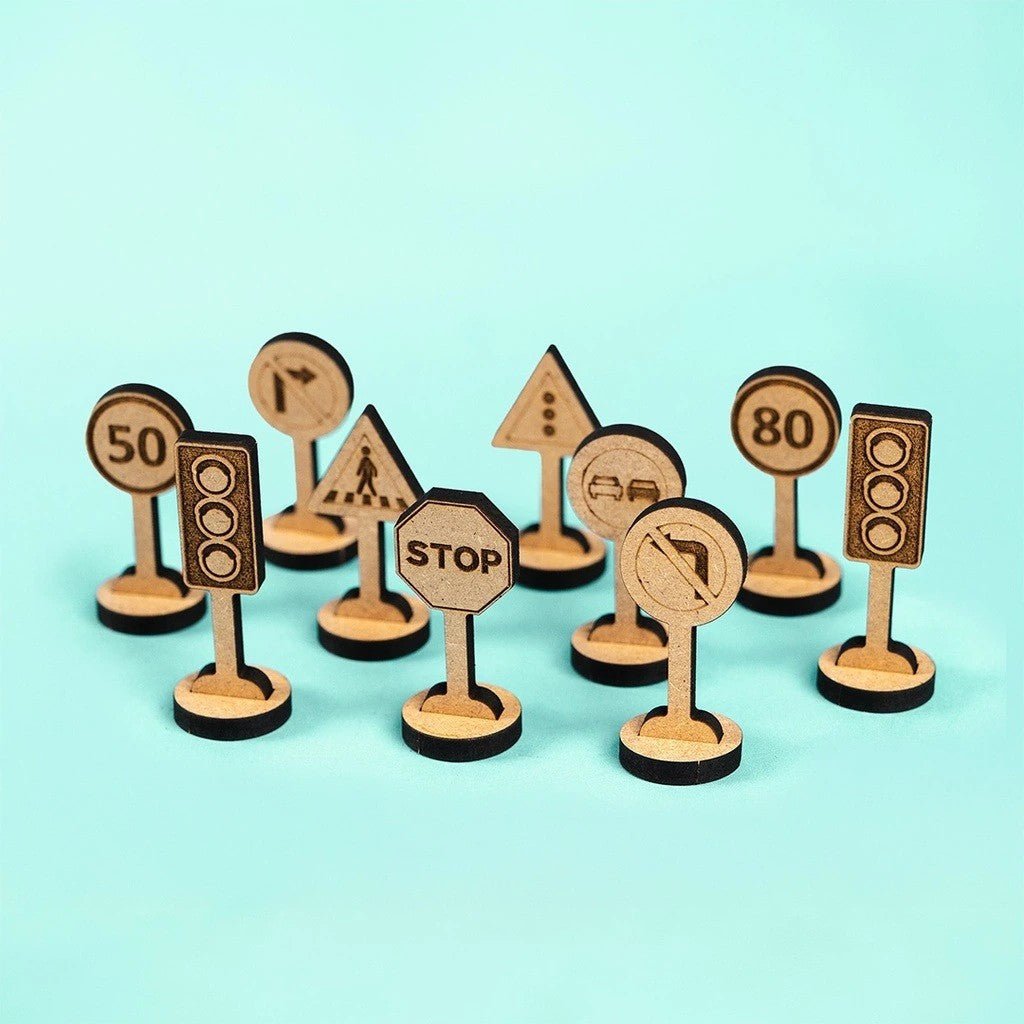 Traffic & Road Signs - Colour-Your-Own Wooden Sign Set - Tiny Tugz™