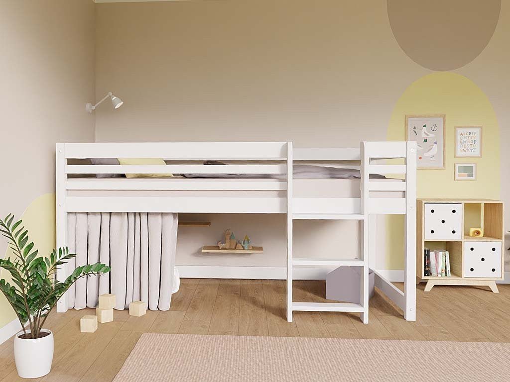TULY Low Loft Bed 90x200 with Ladder - Solid Spruce - Tiny Tugz™