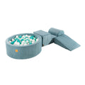 Turquoise Foam Play Set with Ball Pit, 4-Piece Soft Play (1–3y) – Mint & White Pearl Balls - Tiny Tugz™