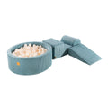 Turquoise Foam Play Set with Ball Pit, 4-Piece Soft Play (1–3y) – White Pearl Balls - Tiny Tugz™