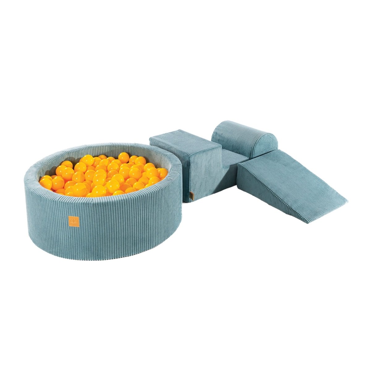 Turquoise Foam Play Set with Ball Pit, 4-Piece Soft Play (1–3y) – Yellow Balls - Tiny Tugz™