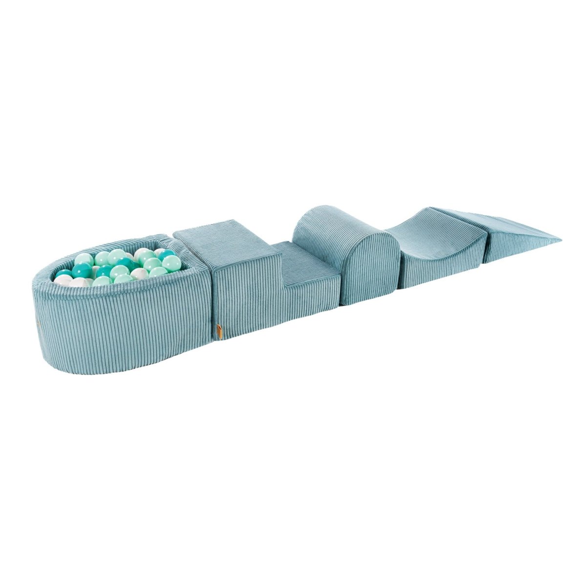 Turquoise Foam Play Set with Small Ball Pit, 5-Piece (1–3y) – Turquoise, White & Mint Balls - Tiny Tugz™