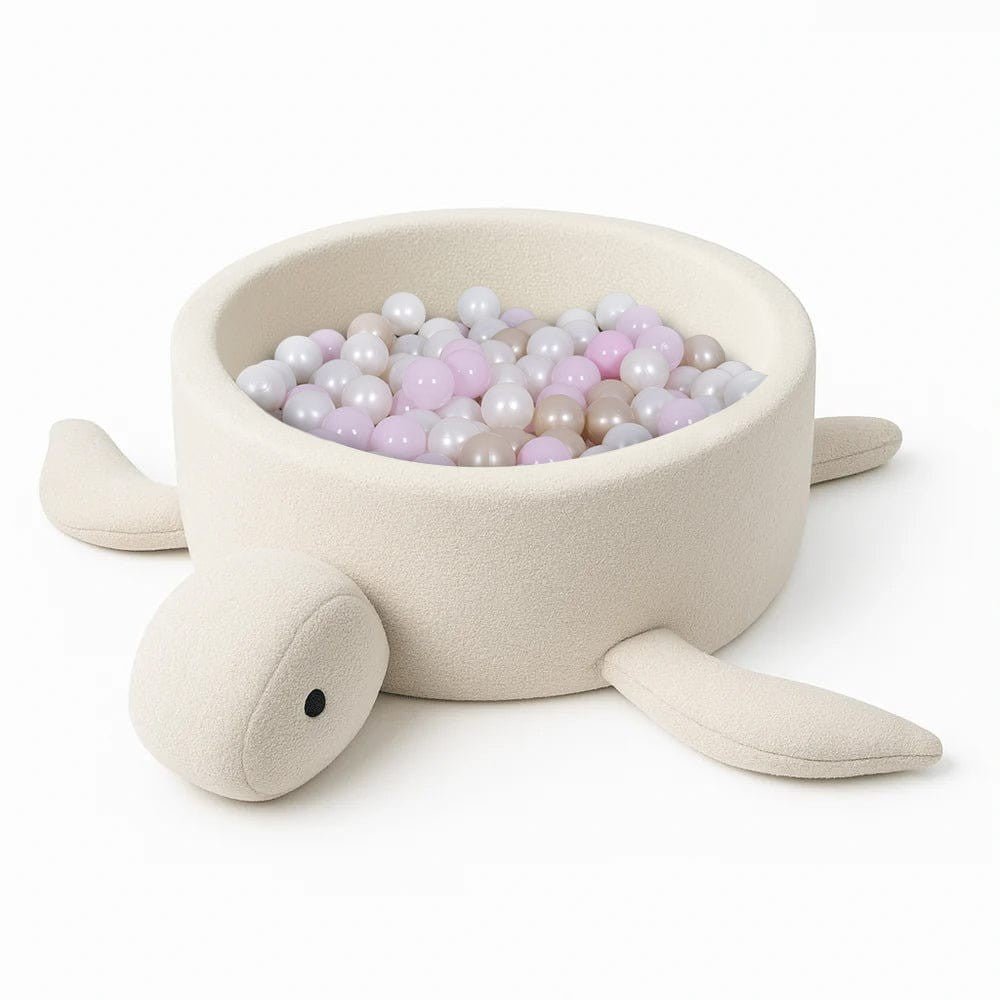 Turtle Bouclé Foam Ball Pit (Cream) – Safe Soft Play Pool for Kids (Without Balls) - Tiny Tugz™
