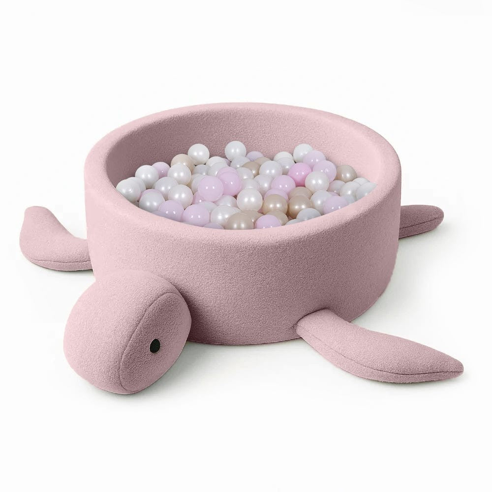 Turtle Bouclé Foam Ball Pit (Pink) – Safe Soft Play Pool for Kids (Without Balls) - Tiny Tugz™
