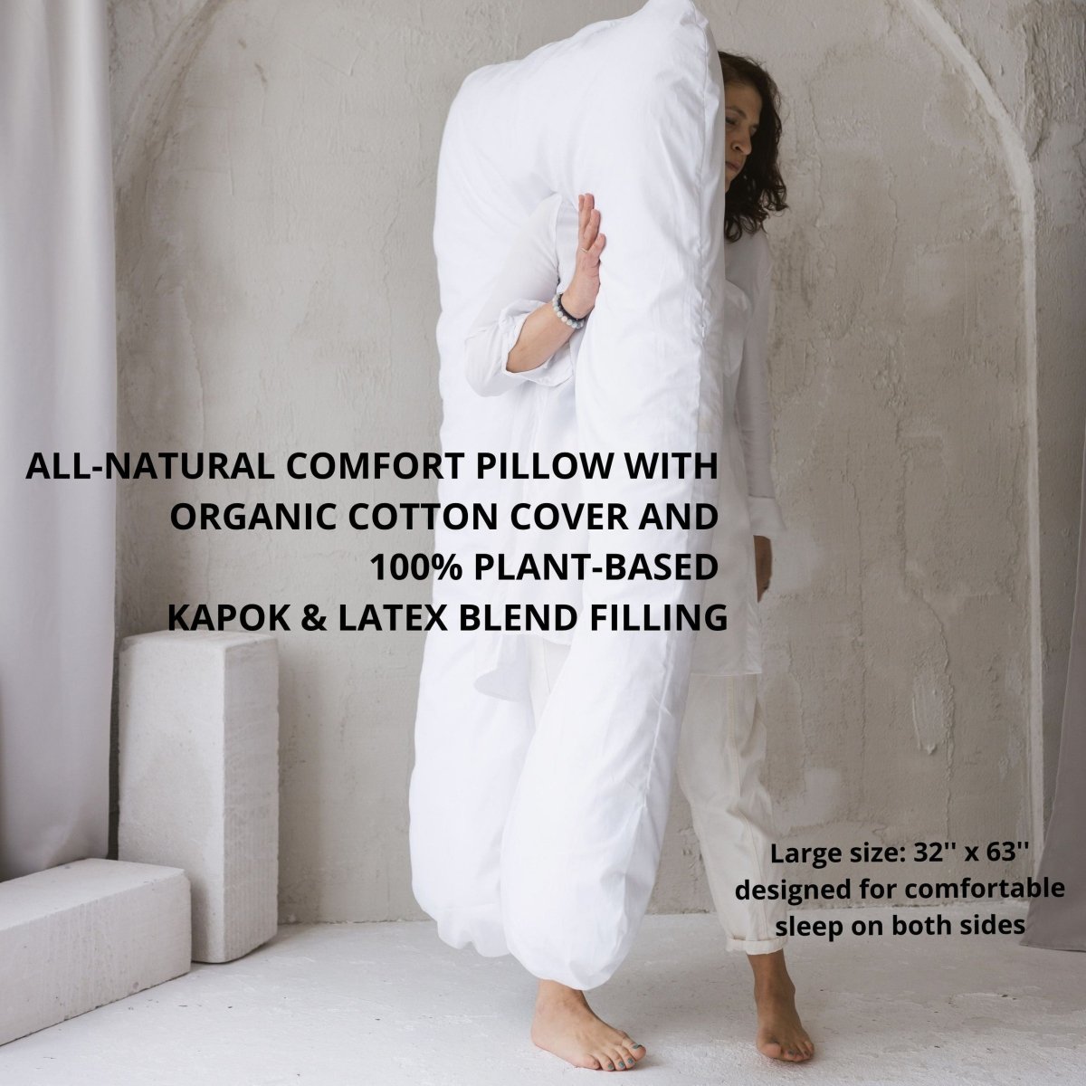 U-Shaped Pregnancy & Body Pillow - Organic Cotton Cover - White - Tiny Tugz™