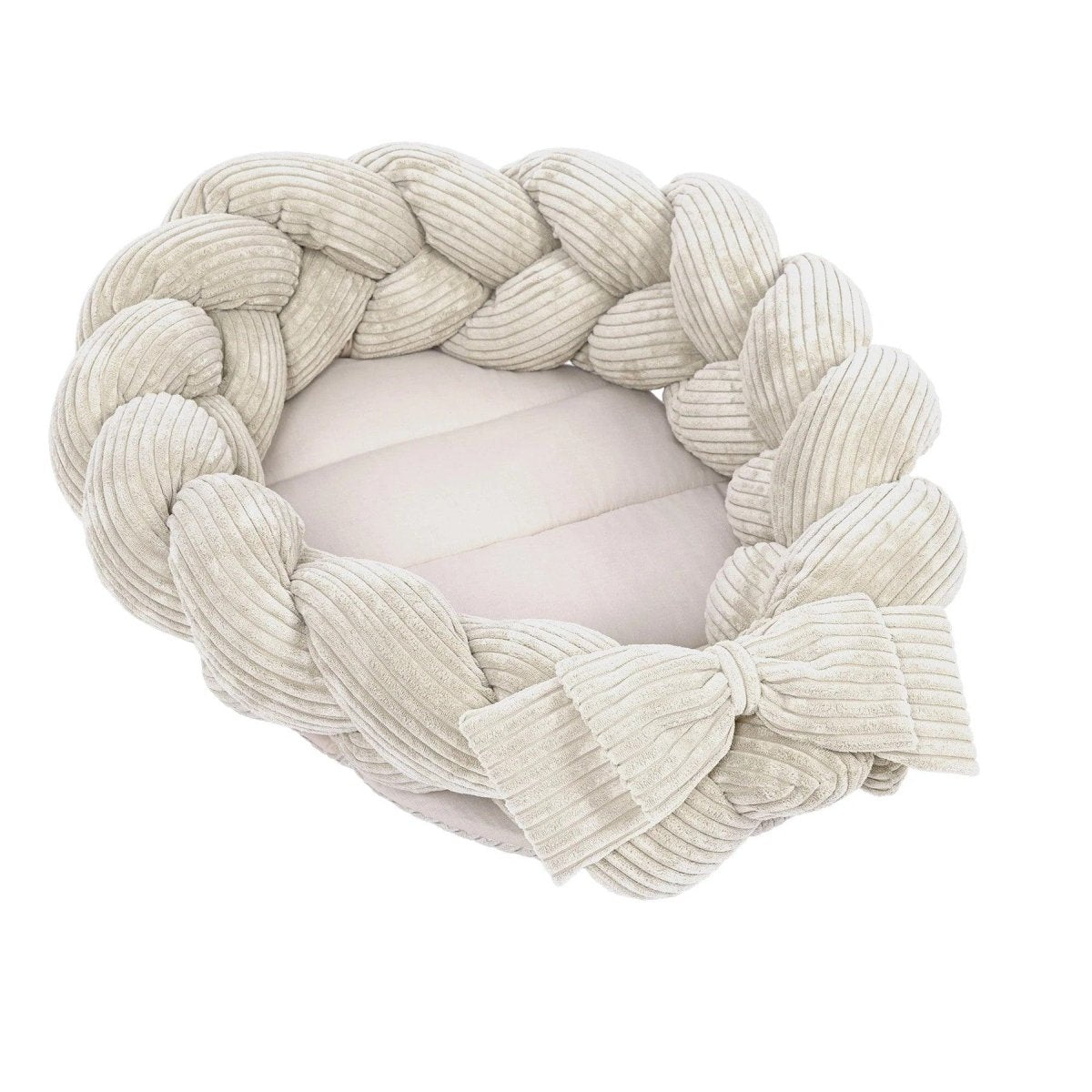 Vanilla Baby Nest with Braided Bumper & Play Mat, Ribbed Corduroy & Cotton Lining - Tiny Tugz™