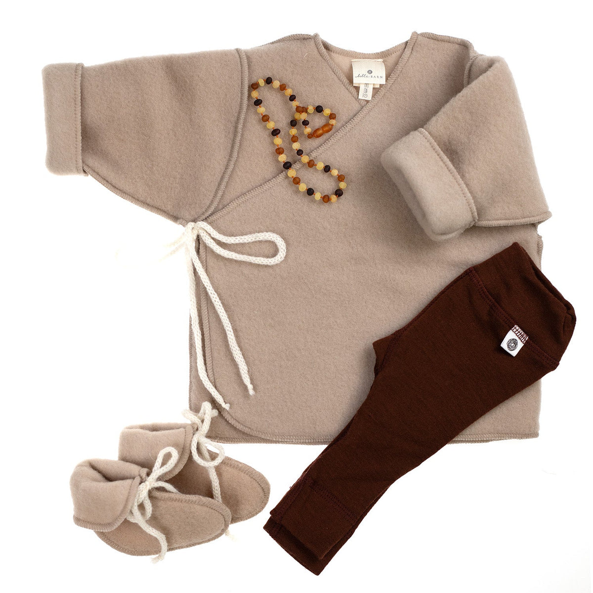 Wool Baby/Newborn Cardigan - Merino Wool Fleece - Beige
