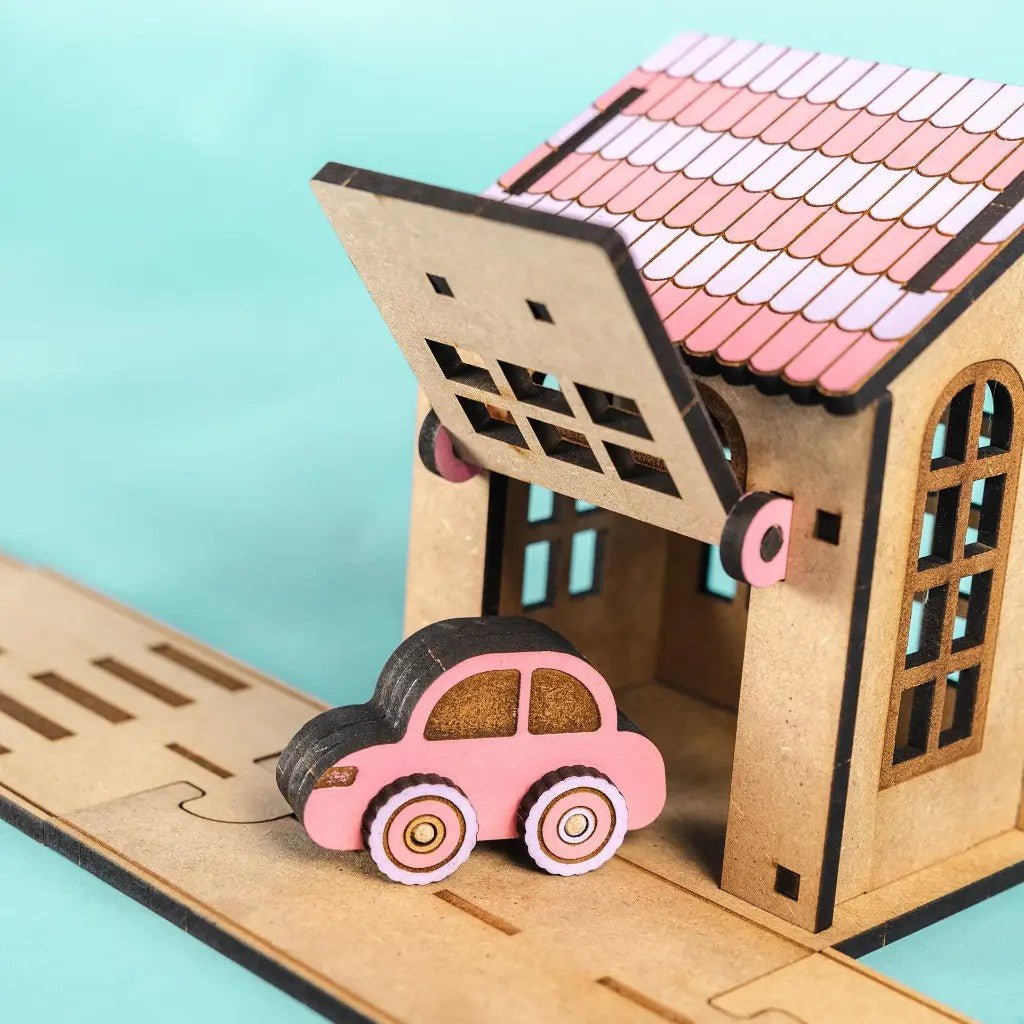 Vista Villa - Colour-Your-Own Wooden Toy Garage - Tiny Tugz™