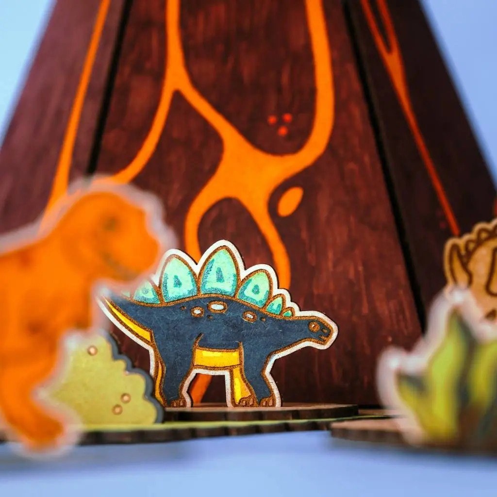 Volcano Escape - Colour-Your-Own Wooden Dinosaur Play Set - Tiny Tugz™