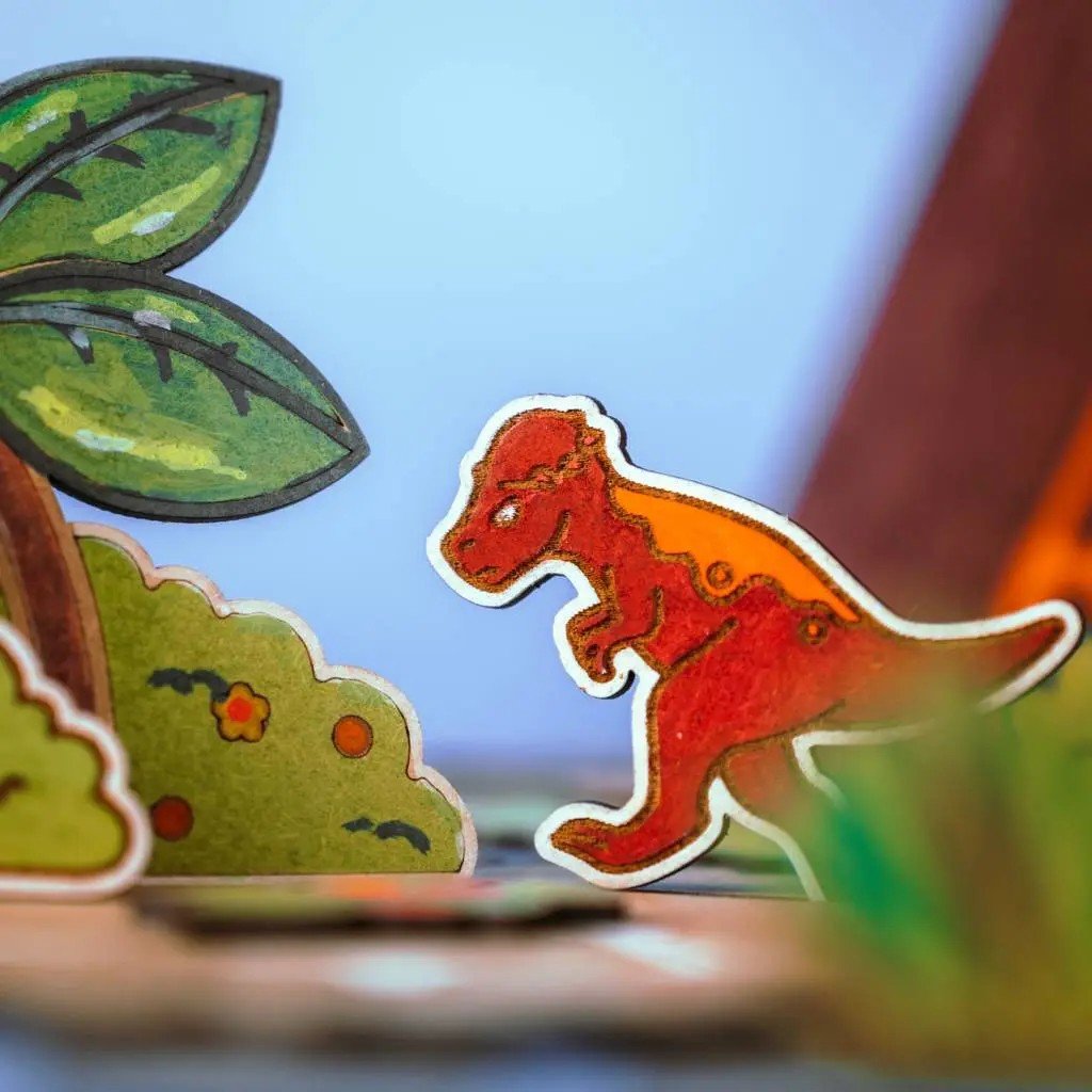 Volcano Escape - Colour-Your-Own Wooden Dinosaur Play Set - Tiny Tugz™