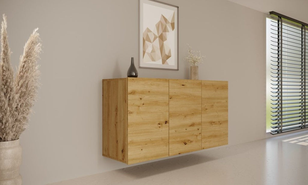 Wall-Mounted Sideboard Dallas 160 cm - 3 Cabinets - Artisan Oak Finish - Tiny Tugz™