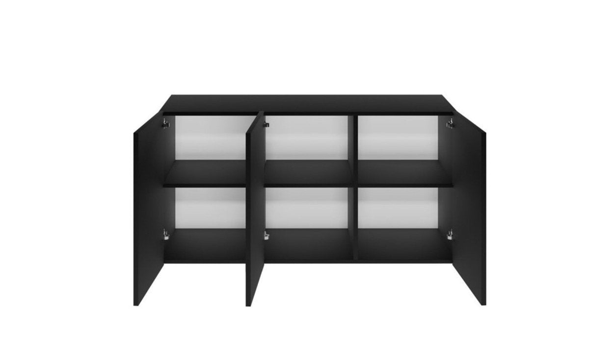 Wall-Mounted Sideboard Dallas 160 cm - 3 Cabinets - Black - Tiny Tugz™