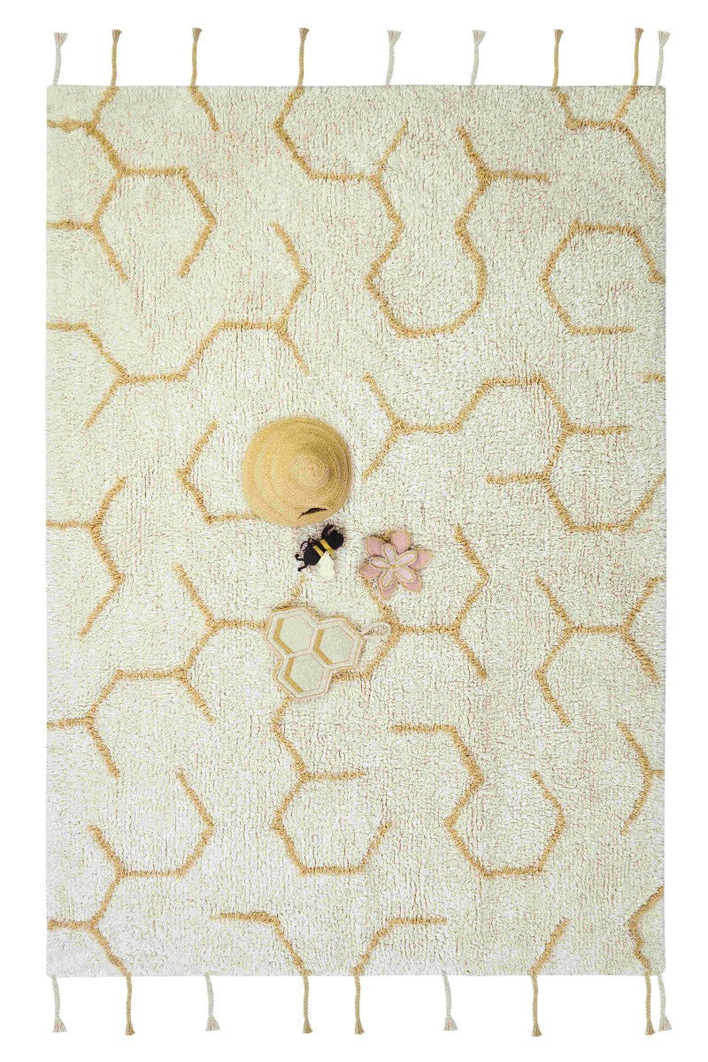 Washable Play Rug Pollination with 4 Handmade Textile Accessories, 90 x 130 cm