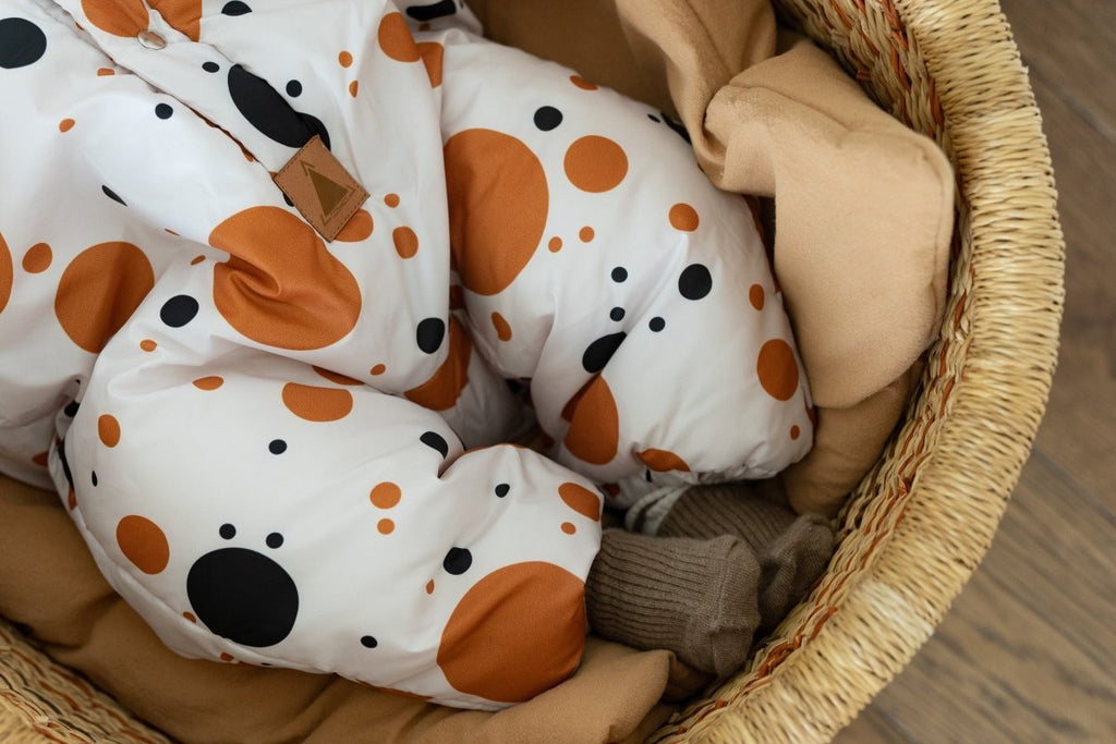 Waterproof Winter Jumpsuit for Babies & Kids (Black & Orange Dots) - Tiny Tugz™