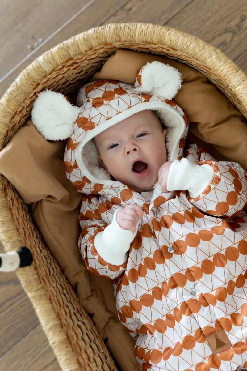 Waterproof Winter Jumpsuit for Babies & Kids (Orange Dots) - Tiny Tugz™