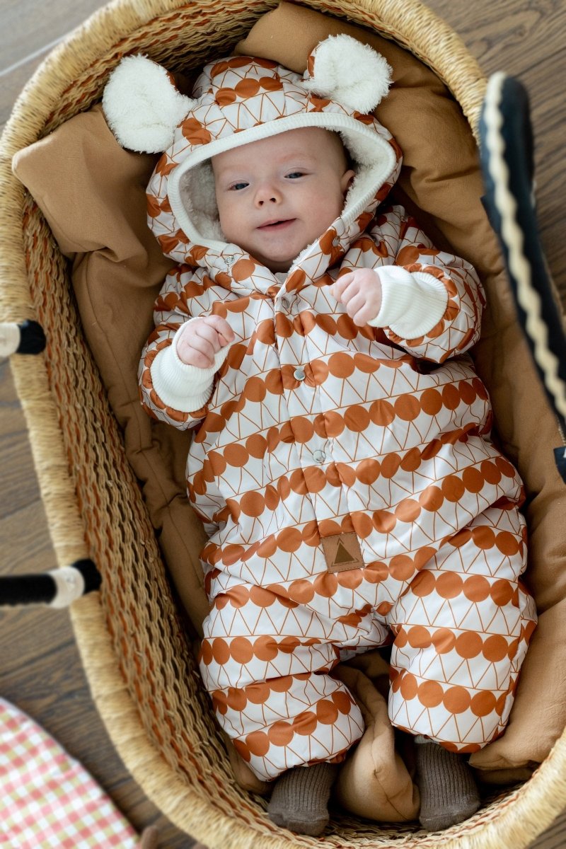 Waterproof Winter Jumpsuit for Babies & Kids (Orange Dots) - Tiny Tugz™