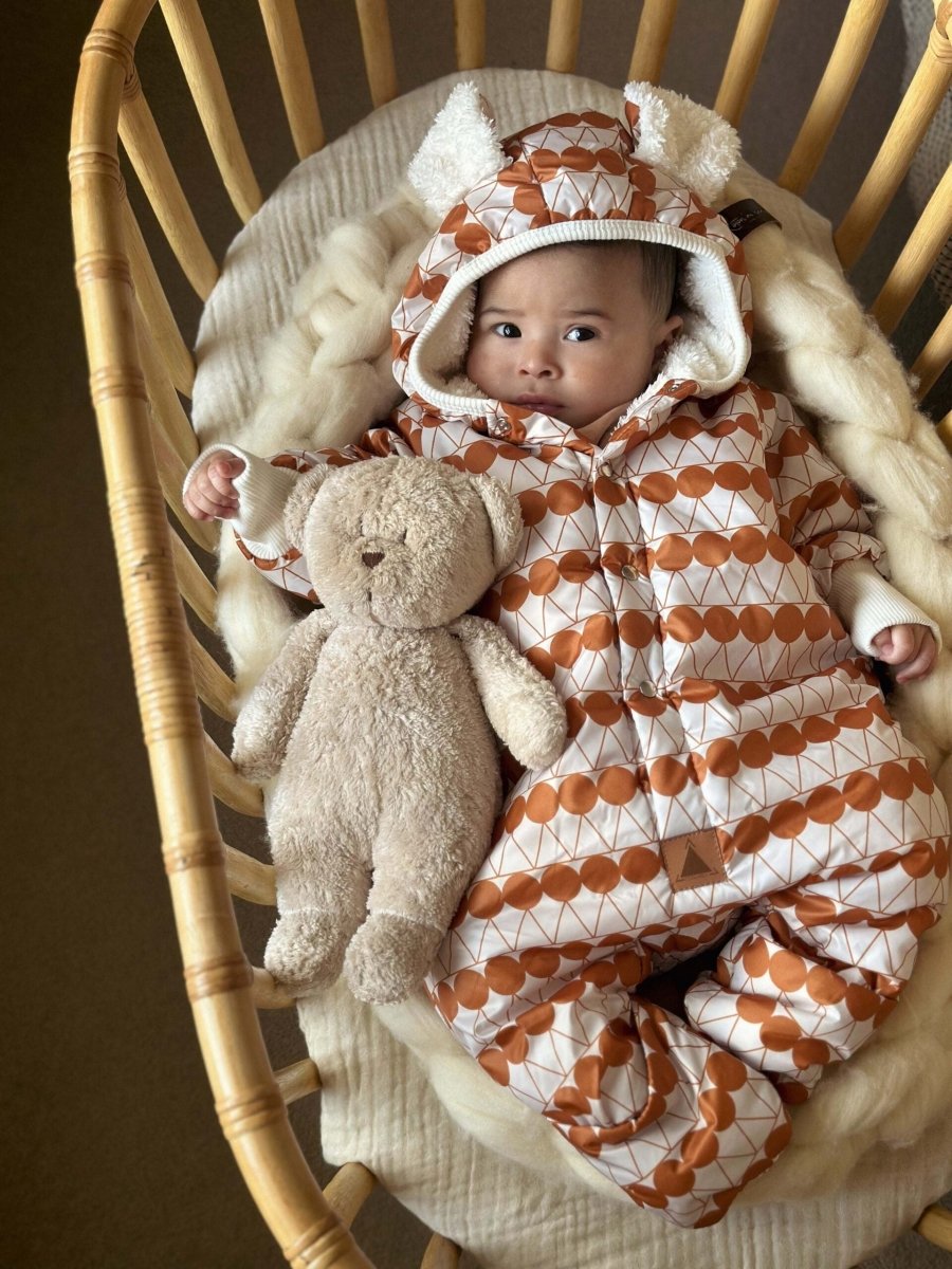 Waterproof Winter Jumpsuit for Babies & Kids (Orange Dots) - Tiny Tugz™