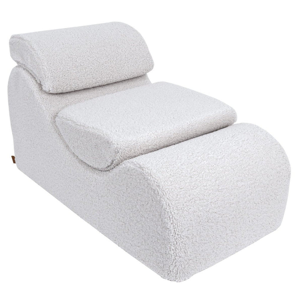 Wave Lounger for Kids & Teens - S-Shape, Bearly Fabric (White) - Tiny Tugz™