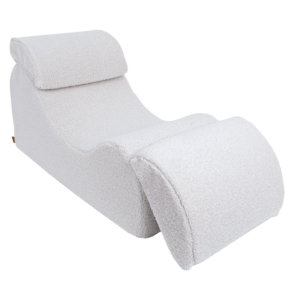 Wave Lounger for Kids & Teens - S-Shape, Bearly Fabric (White) - Tiny Tugz™