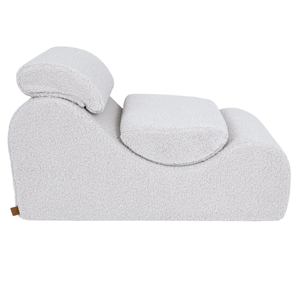 Wave Lounger for Kids & Teens - S-Shape, Bearly Fabric (White) - Tiny Tugz™