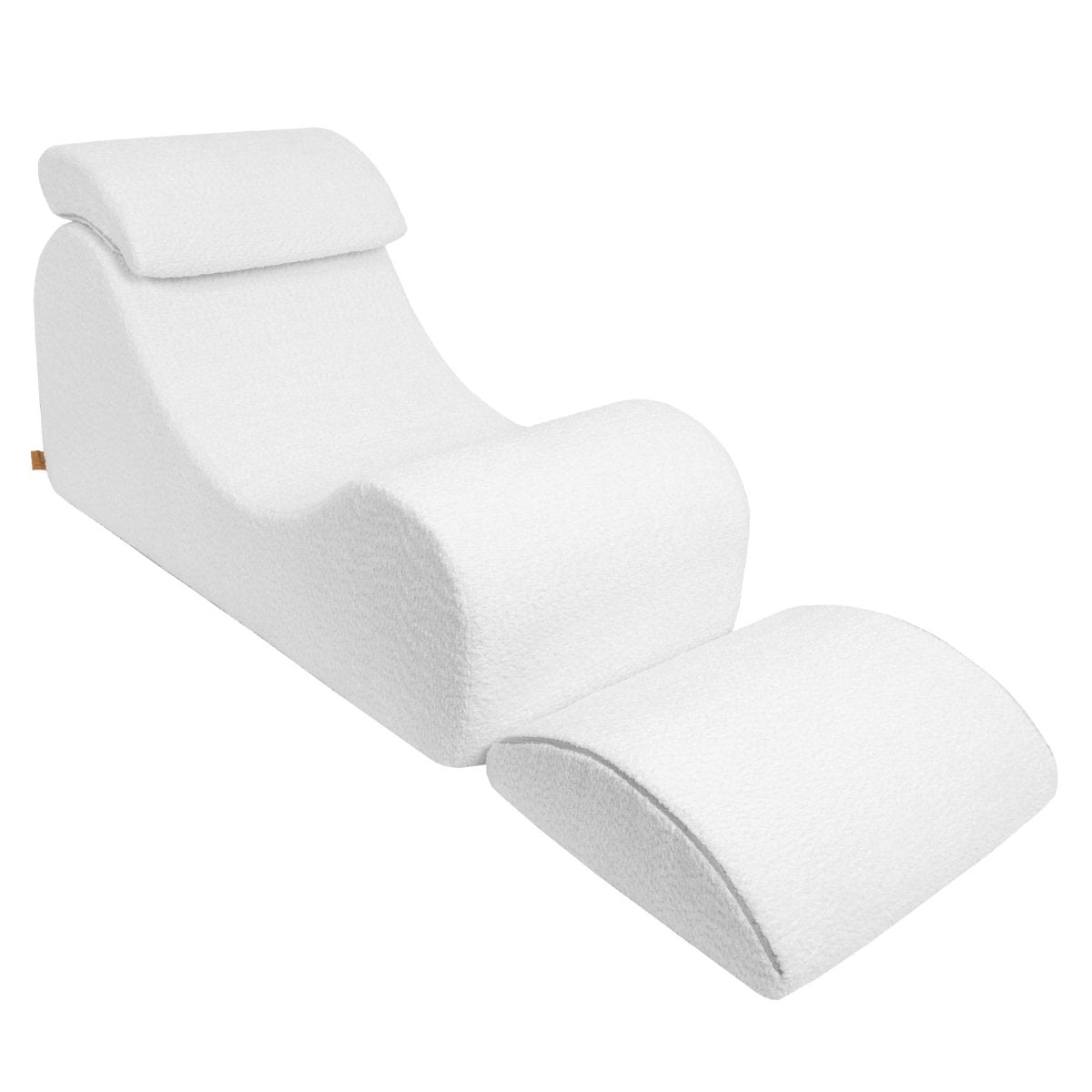 Wave Lounger for Kids & Teens - S-Shape, Bouclé (White) - Tiny Tugz™