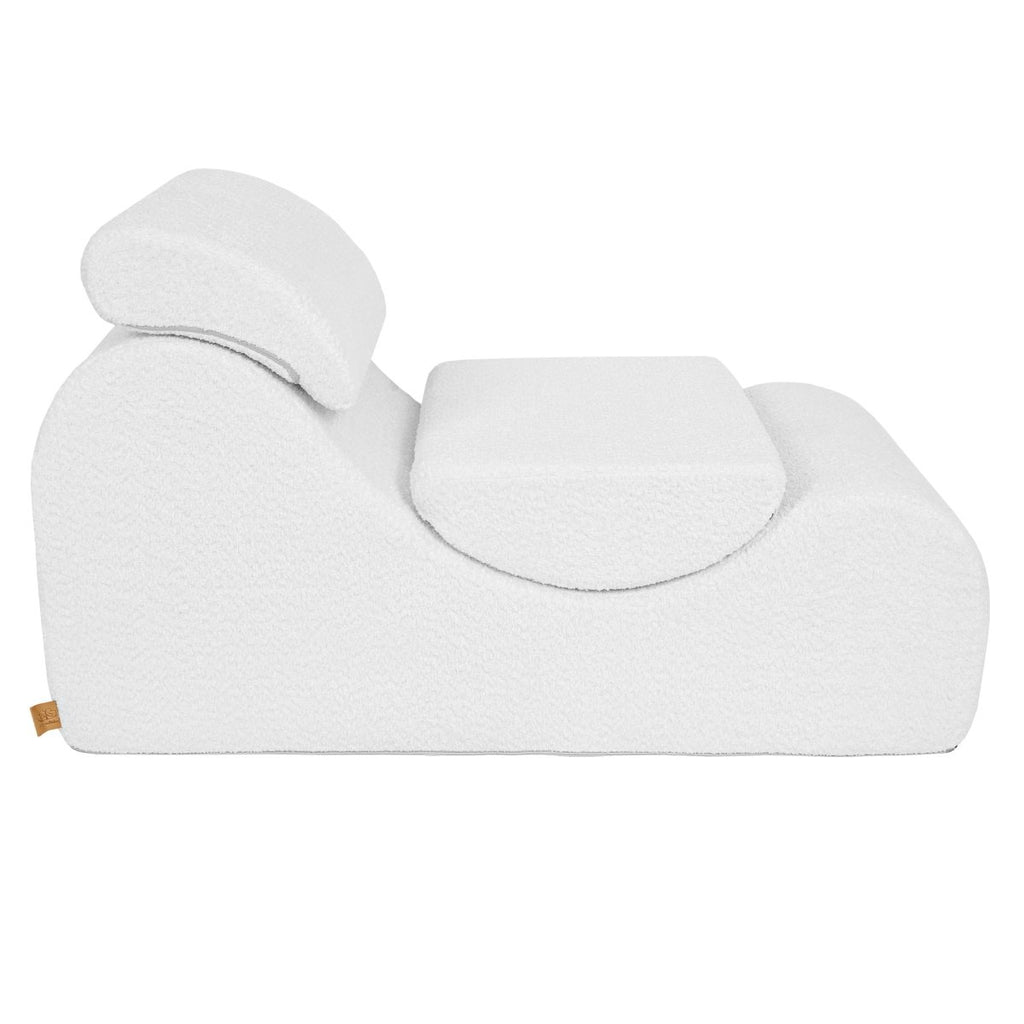 Wave Lounger for Kids & Teens - S-Shape, Bouclé (White) - Tiny Tugz™