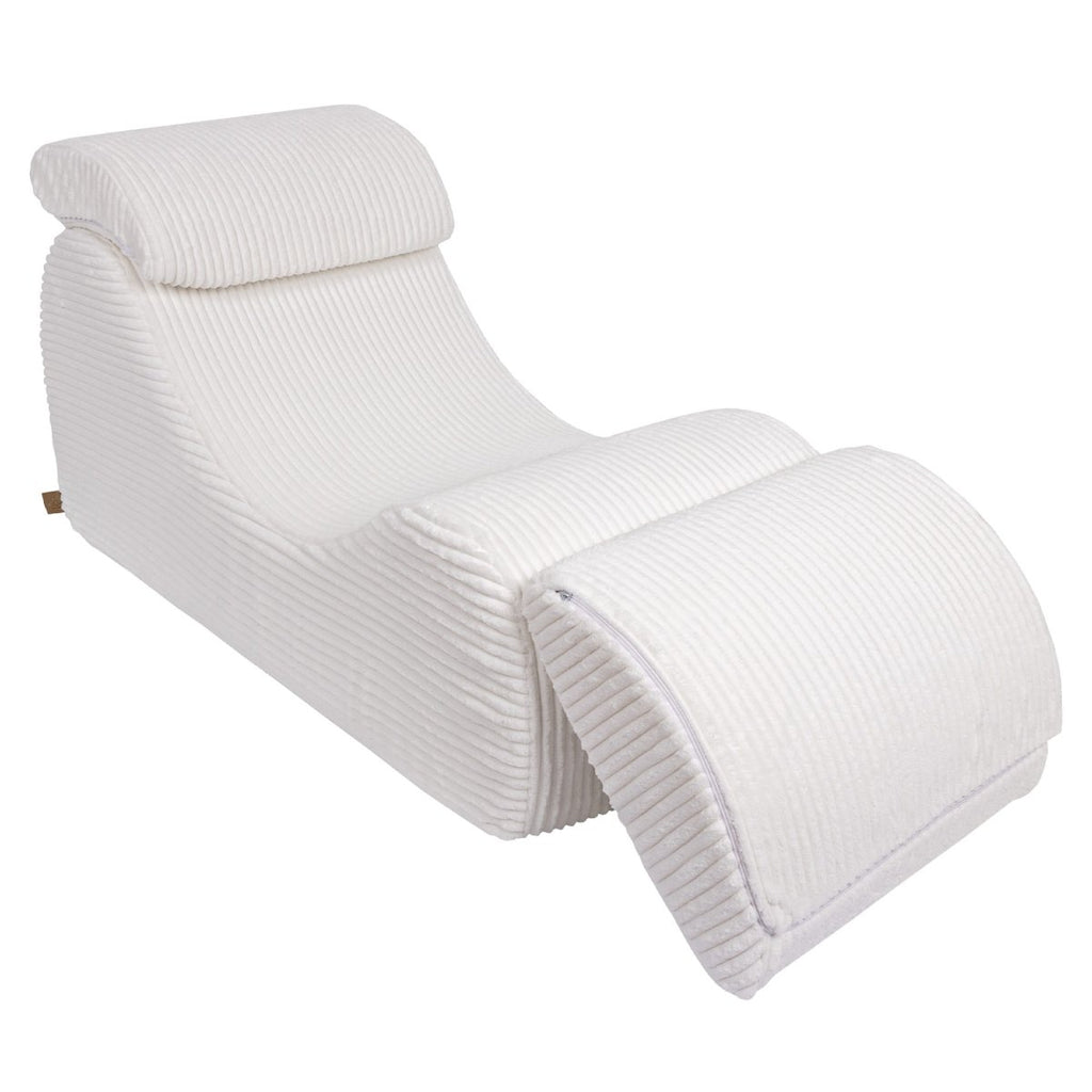 Wave Lounger for Kids & Teens - S-Shape, Furrycord (White) - Tiny Tugz™