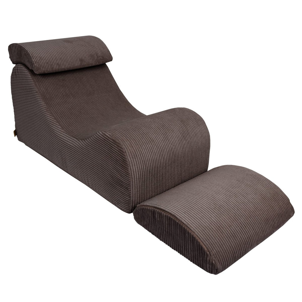 Wave Lounger for Kids & Teens - S-Shape, Velvet Corduroy (Brown) - Tiny Tugz™