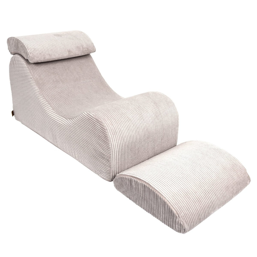 Wave Lounger for Kids & Teens - S-Shape, Velvet Corduroy (Ecru) - Tiny Tugz™